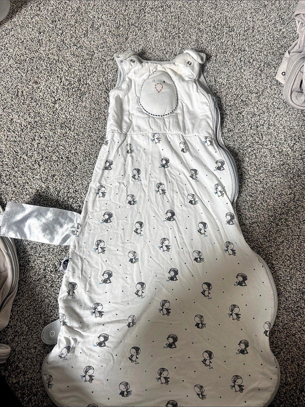 Nested bean zen sack premier bamboo Baby Sleep Sack White Gray penguin 6-15 mo